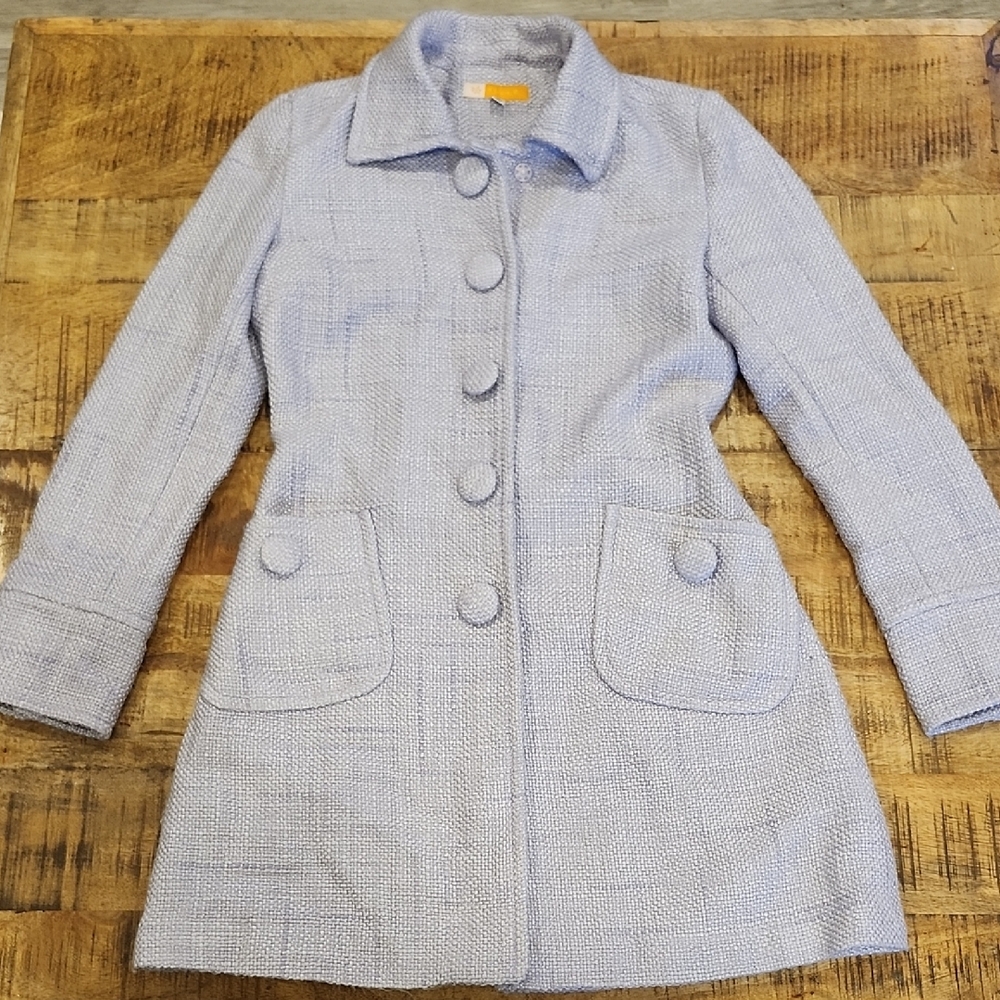 Tulle Light Purple Tweed Long Line Pea Coat. Size Medium